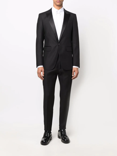 Dsquared2 Black Wool Blend Chicago Tuxedo Suit In Black