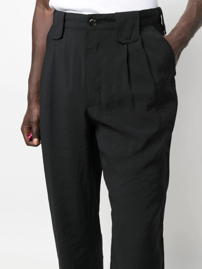 Shop Nanushka Pleat-detail Straight-leg Trousers In Black