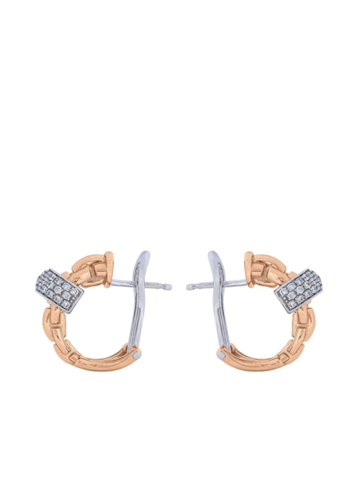 Shop Fope 18kt Rose And White Gold Diamond Pavé Hoop Earrings In Rosa