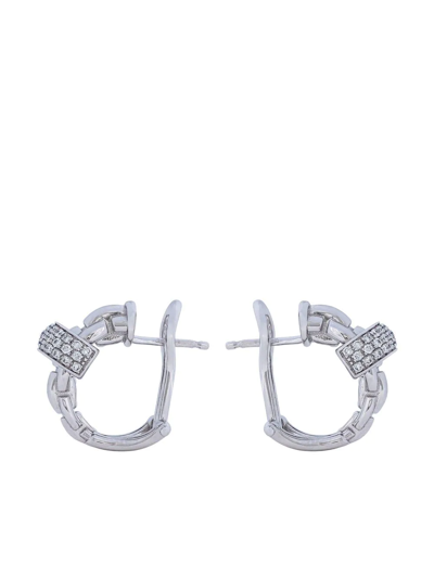 Shop Fope 18kt White Gold Diamond Pavé Hoop Earrings In Silber