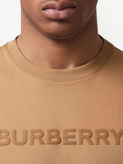 Shop Burberry Logo-print Cotton T-shirt In Neutrals