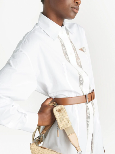 Prada Triangle-logo Leather Belt In Brown