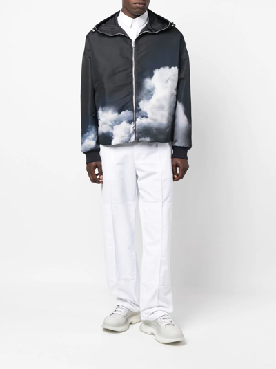 Shop Alexander Mcqueen Storm Sky-print Hooded Jacket In Black