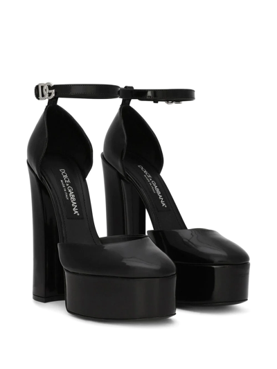 Dolce & Gabbana 145mm Patent-leather Platform Pumps In Schwarz