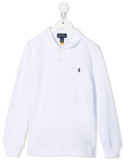 Shop Ralph Lauren Long-sleeve Polo Shirt In Weiss