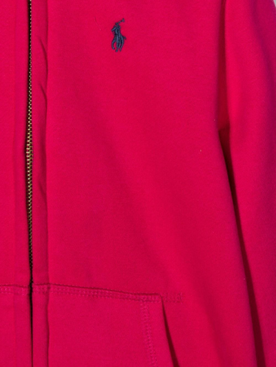 Polo Ralph Lauren Logo-embroidered Zip-up Hoodie In Rosa