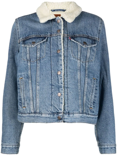 Shop Levi's Ex-boyfriend Sherpa Trucker Jacket In Blau