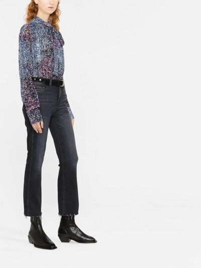 7 For All Mankind Raw-hem Cropped Jeans In Schwarz