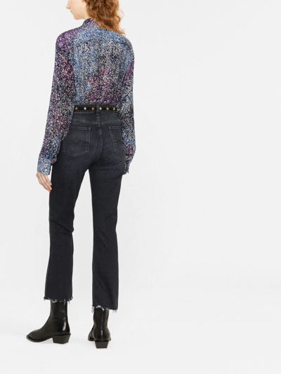 7 For All Mankind Raw-hem Cropped Jeans In Schwarz