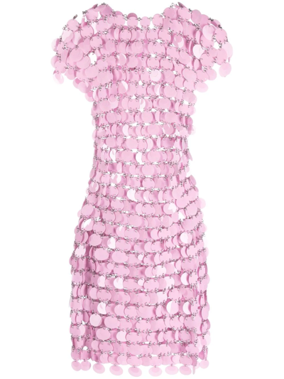 Shop Rabanne Sequin Chain-disc Mini Dress In Pink
