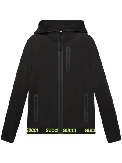 Shop Gucci Logo-print Hooded Jacket In Schwarz