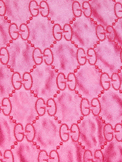 Shop Gucci Gg-embroidered Monogram Shift Dress In Pink