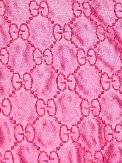 Gucci Gg-embroidered Monogram Shift Dress In Pink