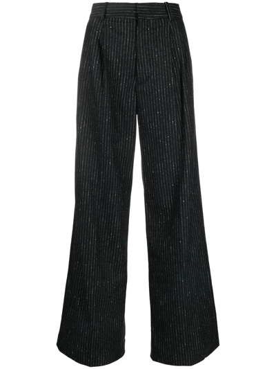 Shop Isabel Marant Wide-leg Pinstripe Trousers In Grau