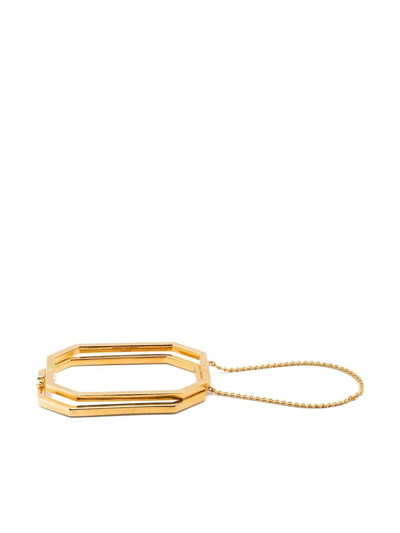 Shop Saint Laurent Octagonal Safety-chain Bangle In Gold