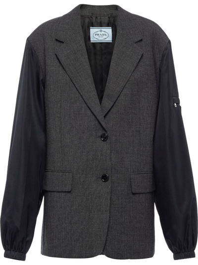 Shop Prada Re-nylon Single-breasted Blazer In Grau