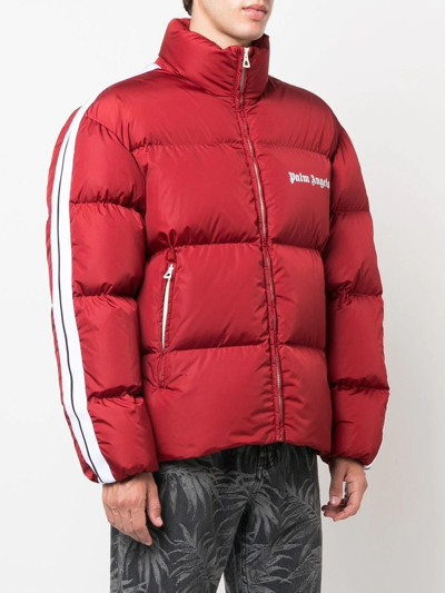 Shop Palm Angels Logo-trim Padded Short Jacket In Rot