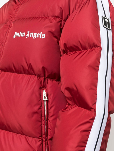 Shop Palm Angels Logo-trim Padded Short Jacket In Rot