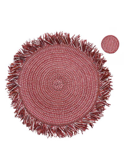 Shop Adriana Castro Zenú 4-piece Placemat & Coaster Set In Red Natural