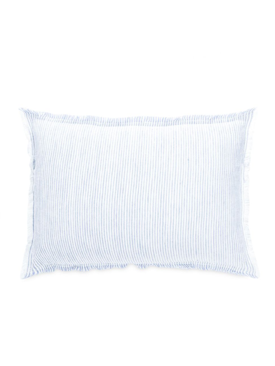 Shop Anaya So Soft Linen Striped Down Pillow In Light Blue And White