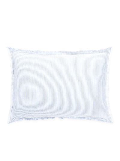 Shop Anaya So Soft Linen Striped Down-alternative Pillow In Light Blue And White