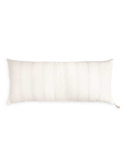 Shop Anaya So Soft Linen Striped Down Pillow In White And Beige