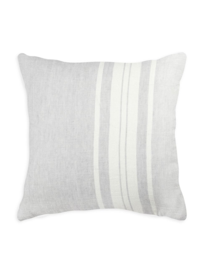 Shop Anaya So Soft Linen Bold Striped Down-alternative Pillow In Grey And White