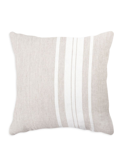 Shop Anaya So Soft Linen Bold Striped Down Pillow In Beige And White