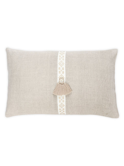 Shop Anaya So Soft Linen Geo Trim Pillow In Beige