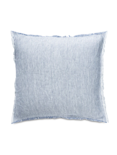 Shop Anaya So Soft Linen Striped Pillow In Blue And White