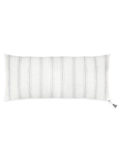 Shop Anaya So Soft Linen Striped Down-alternative Pillow In White And Grey