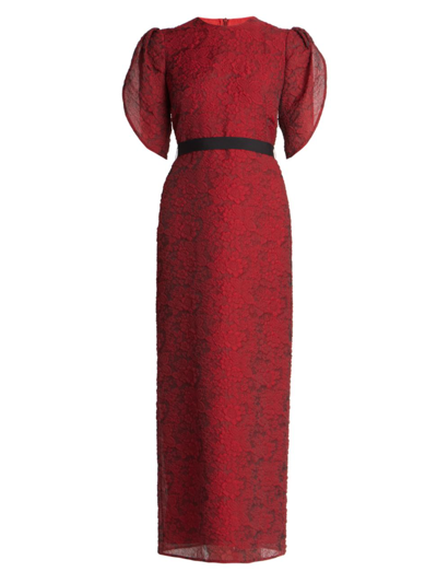 Shop Erdem Women's Asteria Belted Floral Gown In Red