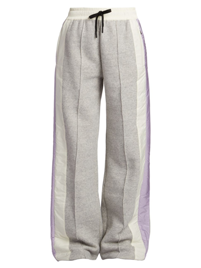 Shop Moncler Women's Day-namic Colorblocked Pintuck Trousers In Grey