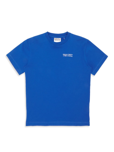 Shop Marcelo Burlon County Of Milan Little Boy's & Boy's Basic Logo T-shirt In Blue White