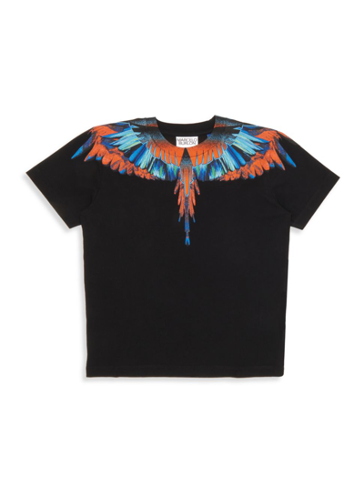 Shop Marcelo Burlon County Of Milan Little Boy's & Boy's Travel Wings T-shirt In Black Orange