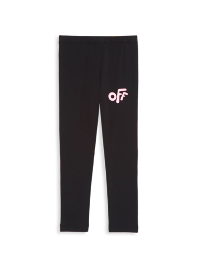 Shop Off-white Little Girl's & Girl's Rounded Off Logo Leggings In Black Pink