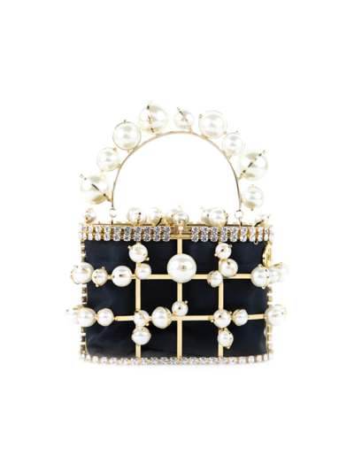 Shop Rosantica Women's Holli Explosion Faux Pearl-embellished Top Handle Bag In Black White