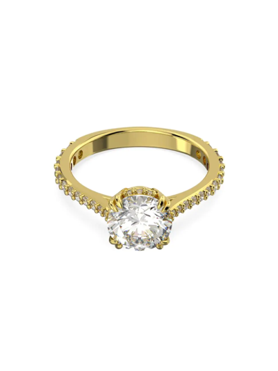 Shop Swarovski Women's Constella Goldtone-plated & Crystal Cocktail Ring