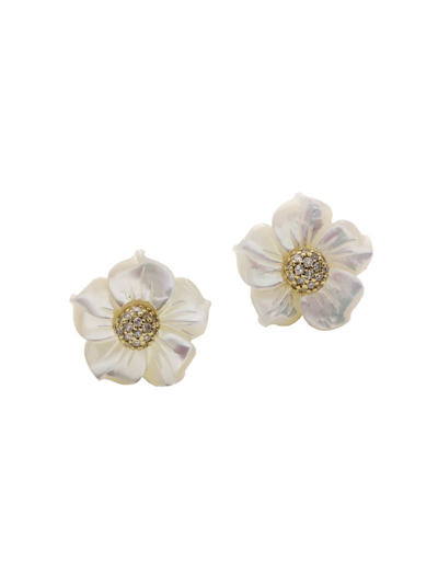 Shop Stephen Dweck Women's Luxury 18k Gold, Diamond & Mother-of-pearl Stud Earrings In Mother Of Pearl
