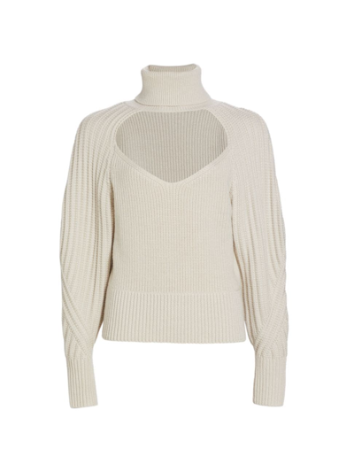 Shop Iro Women's Murane Turtleneck Keyhole Sweater In Clear Beige