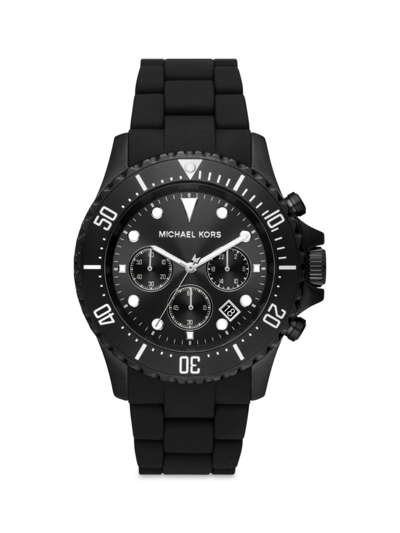 Shop Michael Kors Men's Everest Chronograph Black Stainless Steel & Silicone Watch