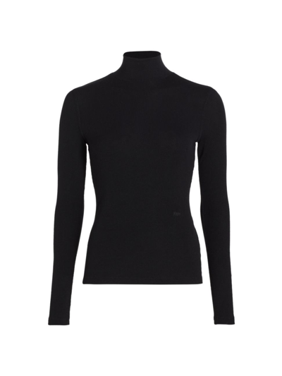 Shop Frame Women's Rib Turtleneck Sweater In Noir