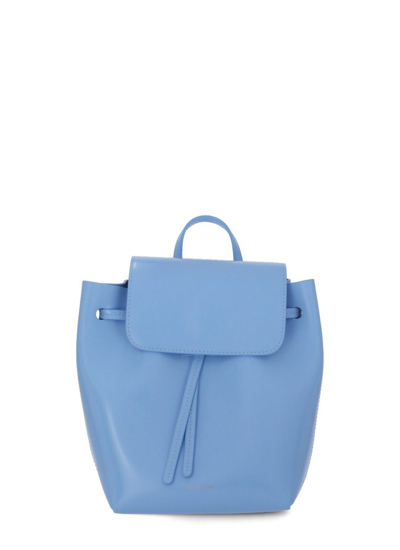 Shop Mansur Gavriel Logo Embossed Drawstring Mini Backpack In Blue