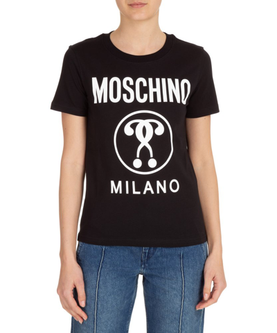 Shop Moschino Double Question Mark Printed T In Black