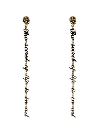 Shop Jw Anderson Slogan Drop Earrings In Gold