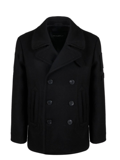 Shop Neil Barrett Double Breasted Peacoat In Black