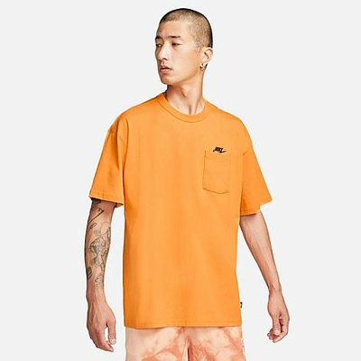 Shop Nike Men's Sportswear Premium Essentials Pocket T-shirt In Kumquat/black