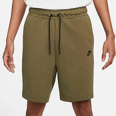 Shop Nike Men's Sportswear Tech Fleece Shorts In Medium Olive/black