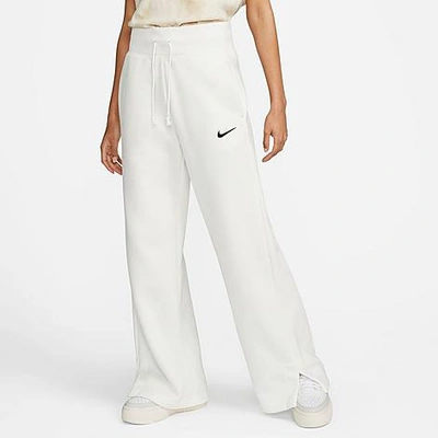 Shop Nike Women's Sportswear Phoenix Fleece High-waisted Wide-leg Sweatpants In Sail/black