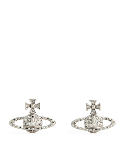 Shop Vivienne Westwood Crystal Mayfair Bas Relief Earrings In Silver